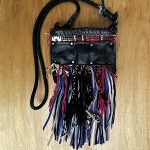 FREE PEOPLE DREAM CHASER LEATHER BOHO CROSSBODY BAG Women’s Black